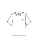 The Midweight Crop Tee - White -  Empowering Pilates - Top Left & Full back - Printed - Full Color