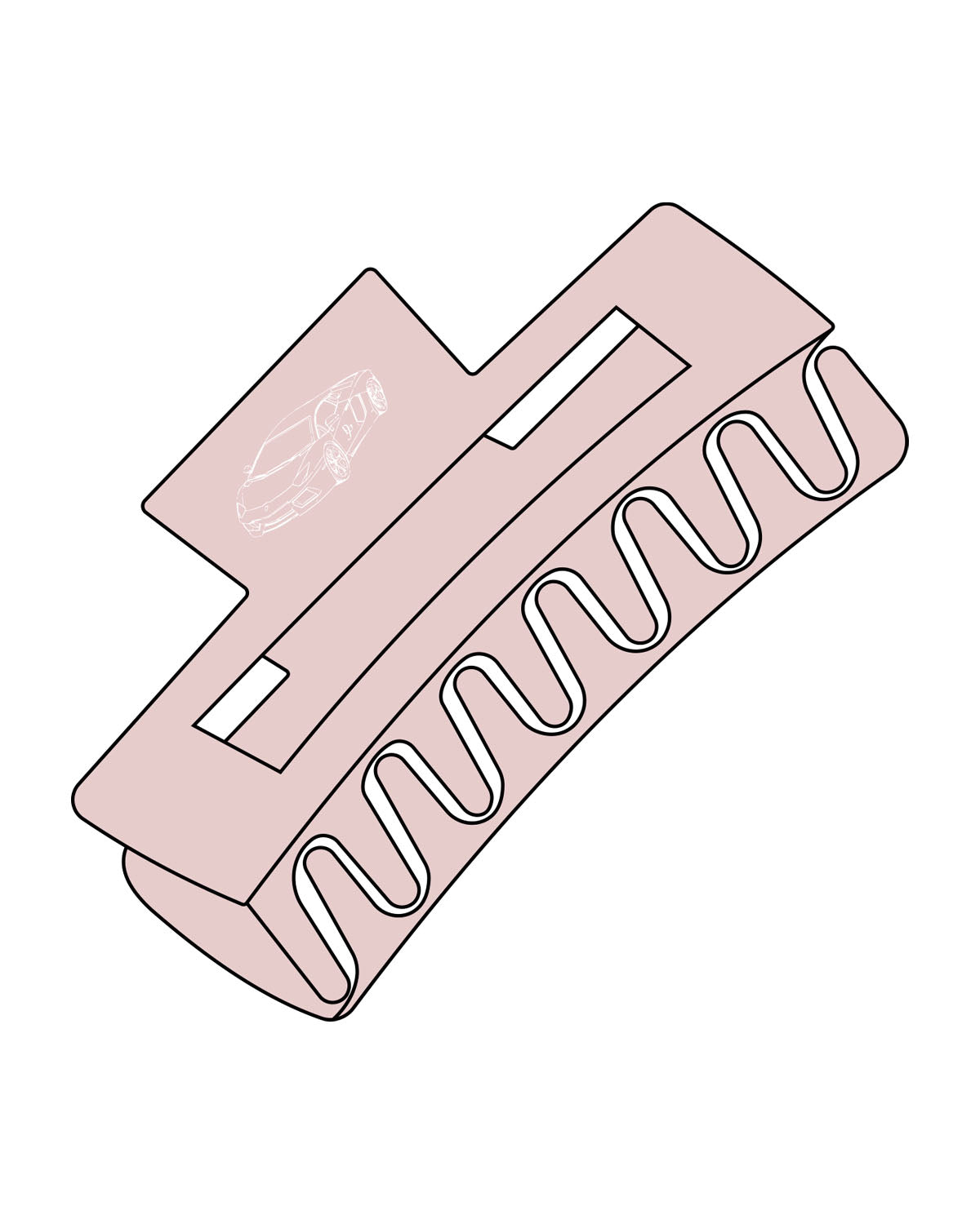 The Claw Hair Clip - Rose - Platinum Pilates - Center Handle Car logo - Printed - Full Color
