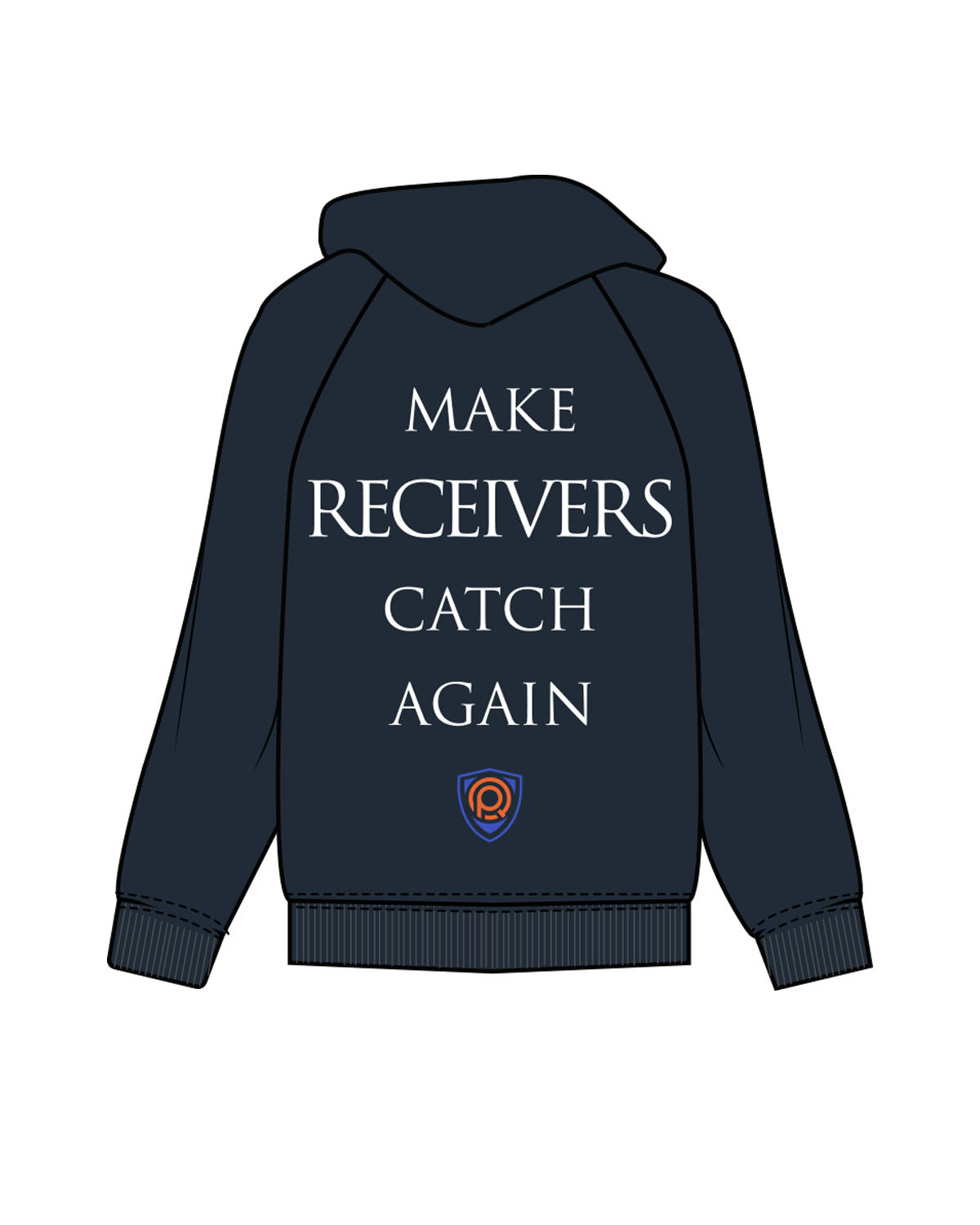 The Mens Classic Hoodie - Navy - PURE QUALITY - Center Chest Stacked & Center Back Logo Stacked - Printed - Full Color