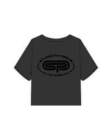 The Heavyweight Crop Tee - Washed Black - Studio Physique - Left Chest & Back Oval - Printed - Black