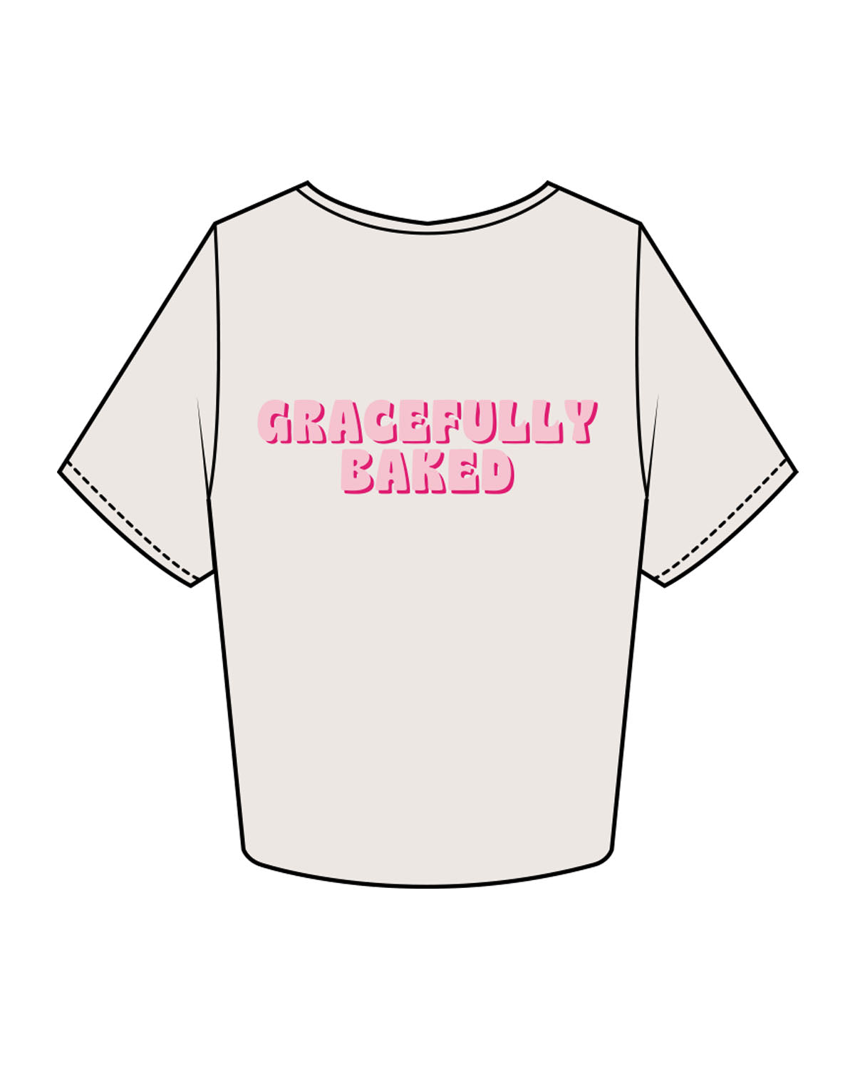 The Crop Tee - Bone - Gracefully Baked Bread - Left Chest & Back Stacked - Printed - Full Color