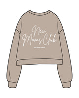 The Studio Crop - Taupe - New Mom School - Left Chest & Back Stacked "NEW" - Printed - White
