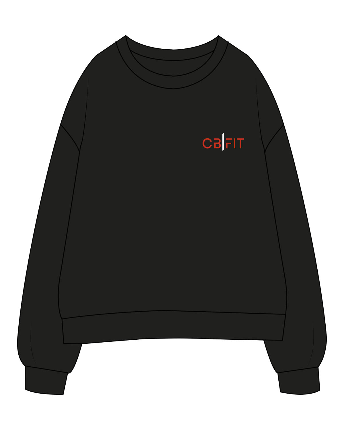 The Womens Crewneck - Black - CB Fit - Left Chest & Back- Printed - Full Color