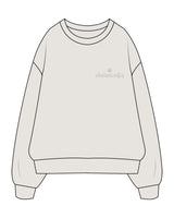 The Womens Crewneck - Washed Bone - Balanced Self - Left Chest & Center Back Stacked - Printed - Tone on Tone