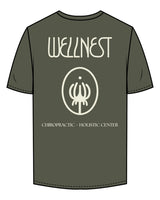 The Mens Tee - Cypress - Wellnest - Left Chest Oval & Full Back w/ Icon - Printed-  Cream