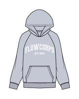 The Womens Hoodie - Powder - Flowcorps - Center Chest Stacked - White