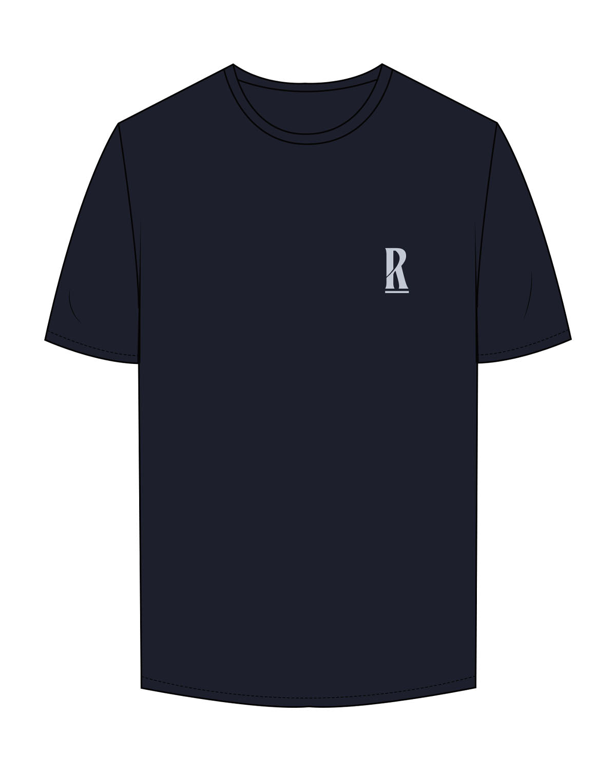 The Mens Tee - Navy - Revolve Pilates - Left Chest "R" & Back Stacked - Printed - Powder