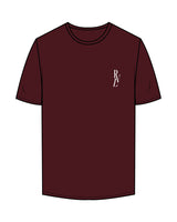 The Mens Tee - Maroon - Revel Method - Left Chest & Back Neckline - Printed - White