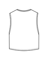 The Crop Muscle Tank - White - Bodicore - Center Chest - Printed - Black