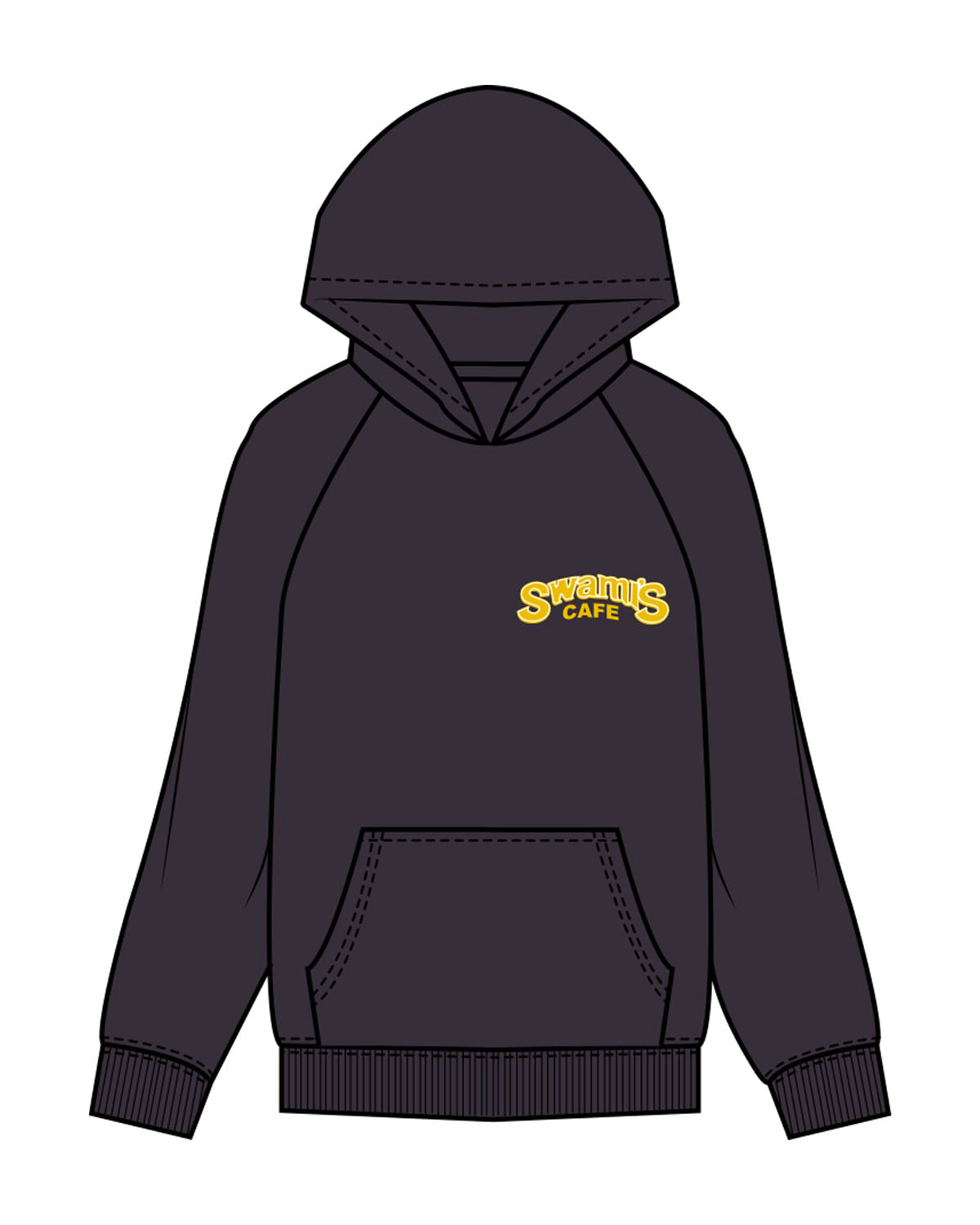 The Mens Hoodie - Ink - Swamis Endless - Left Chest Stacked & Back "BEACH PLEASE" - Printed - Full Color