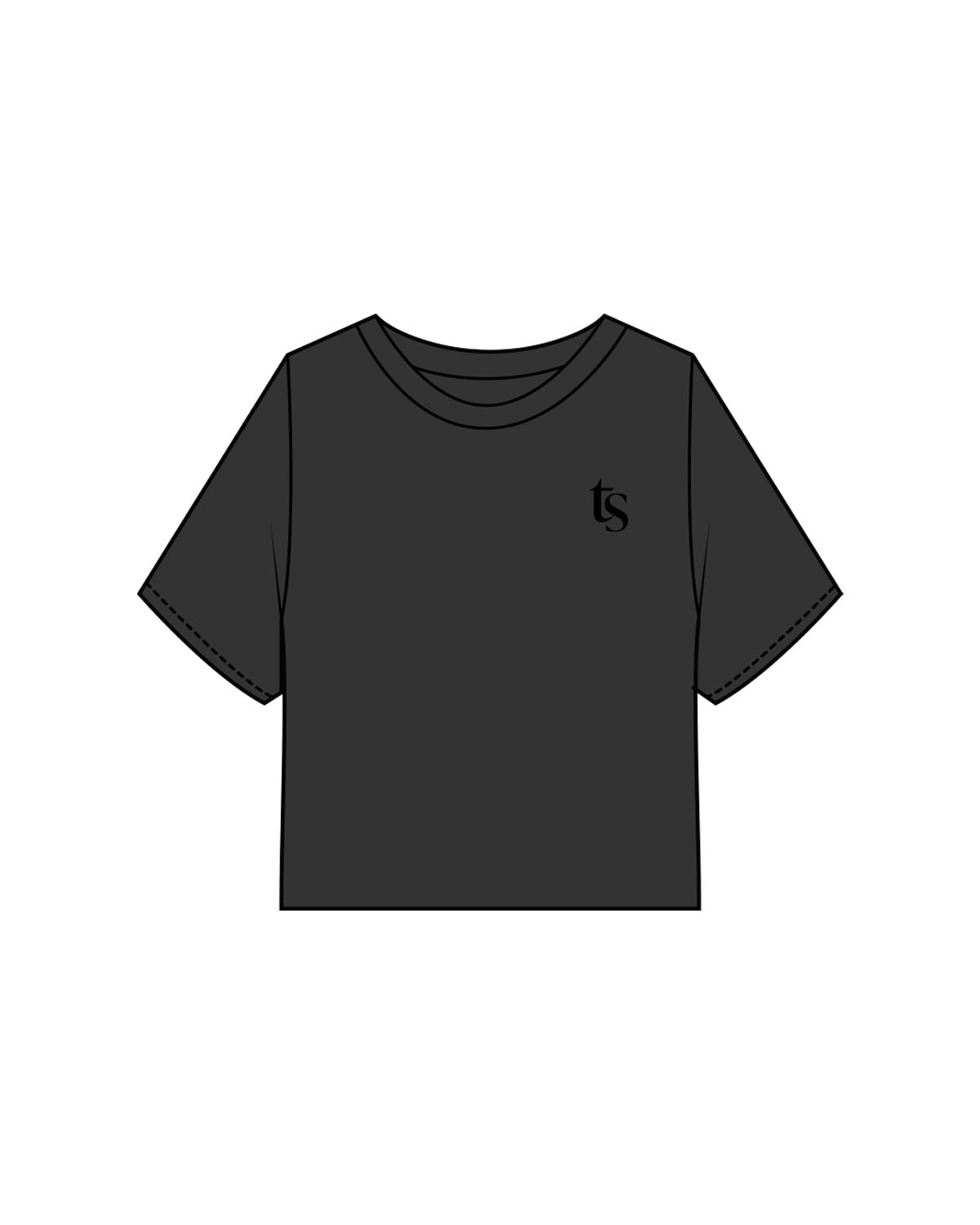 The Heavyweight Crop Tee - Washed Black - Set Studio - Left Chest & Full Back - Printed - Black