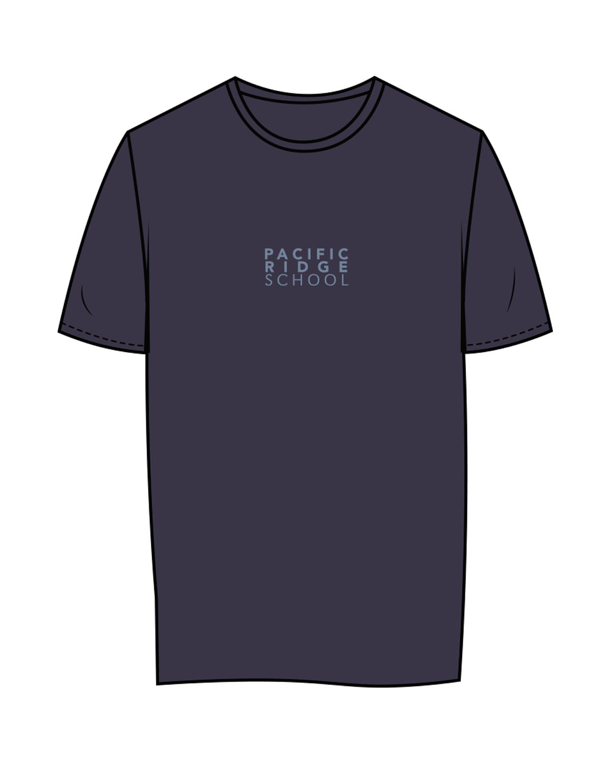 The Womens Tee - Midnight - Pacific Ridge - Center Chest Stacked - Printed - Powder