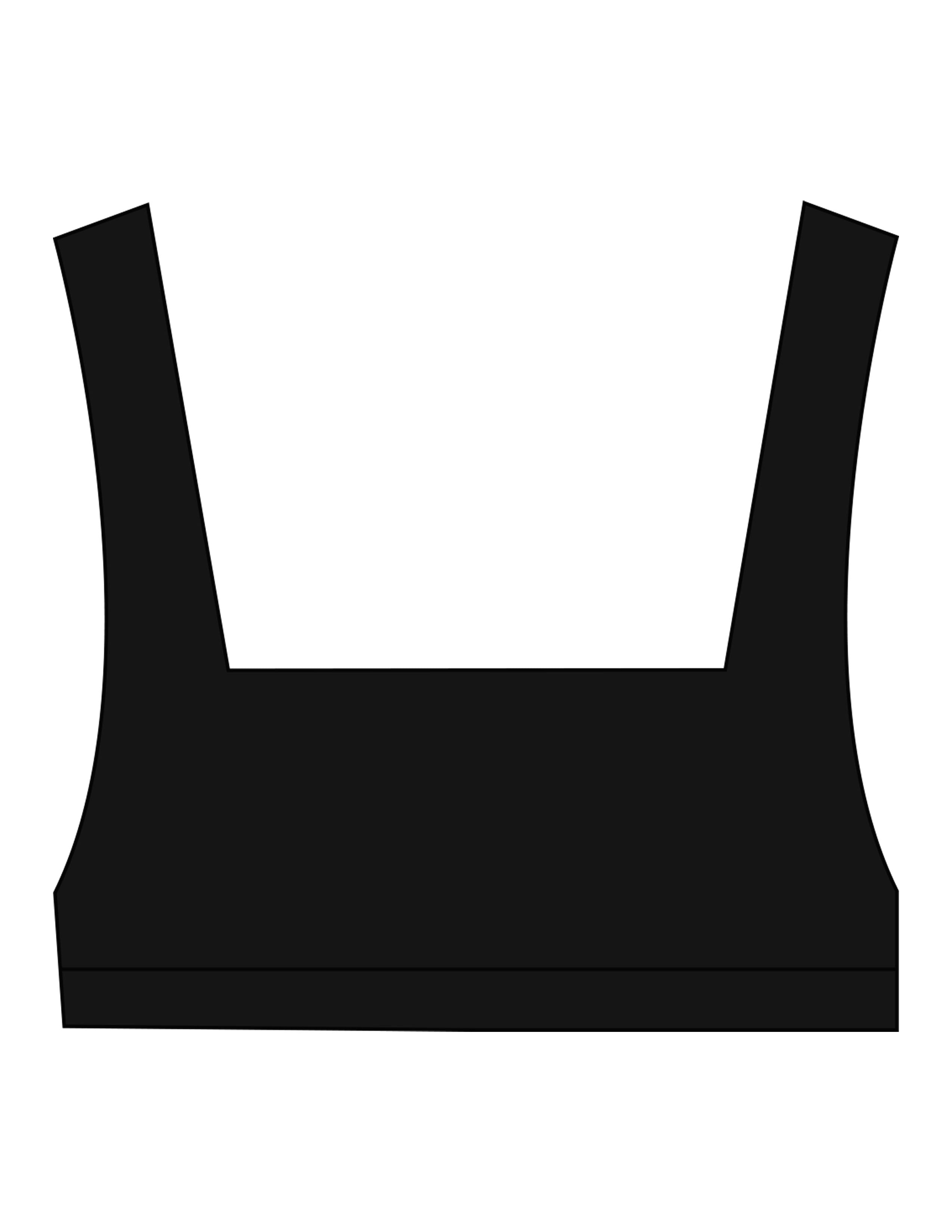 The Box Cut Bra - Black - Bare Pilates - Center Back - Printed - White