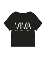 The Kids Tee - Black - Viva Pilates - Center Chest Stacked - Printed - Off White