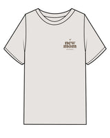 The Womens Heavyweight Tee - Washed Bone - New Mom School - Left Chest Stacked & Center Back Stacked "MOMS RULE" - Tone on Tone