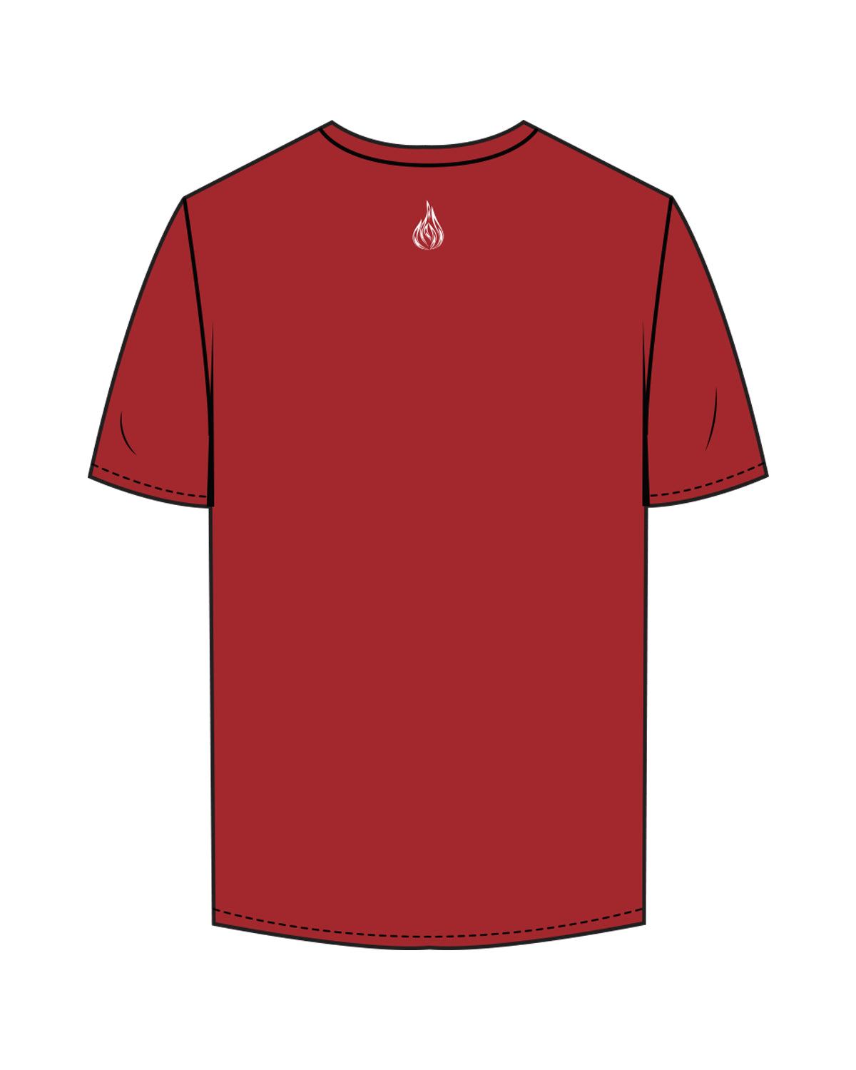 The Mens Tee - Cardinal - Corefire - Left Chest Stacked & Back Center Neckline - White
