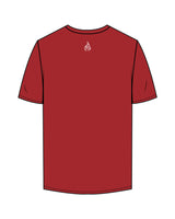 The Mens Tee - Cardinal - Corefire - Left Chest Stacked & Back Center Neckline - White