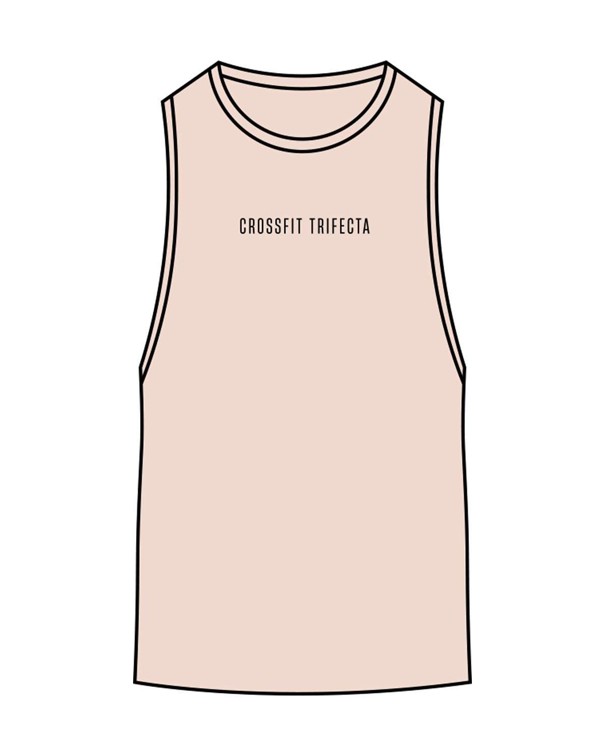 The Scoop Muscle Tank - Peach - Crossfit Trifecta - Center Chest & Back Center - Printed - Full Color
