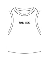 The Ribbed Crop Tank - White - Rumble - Center Chest - Embroidered - Black