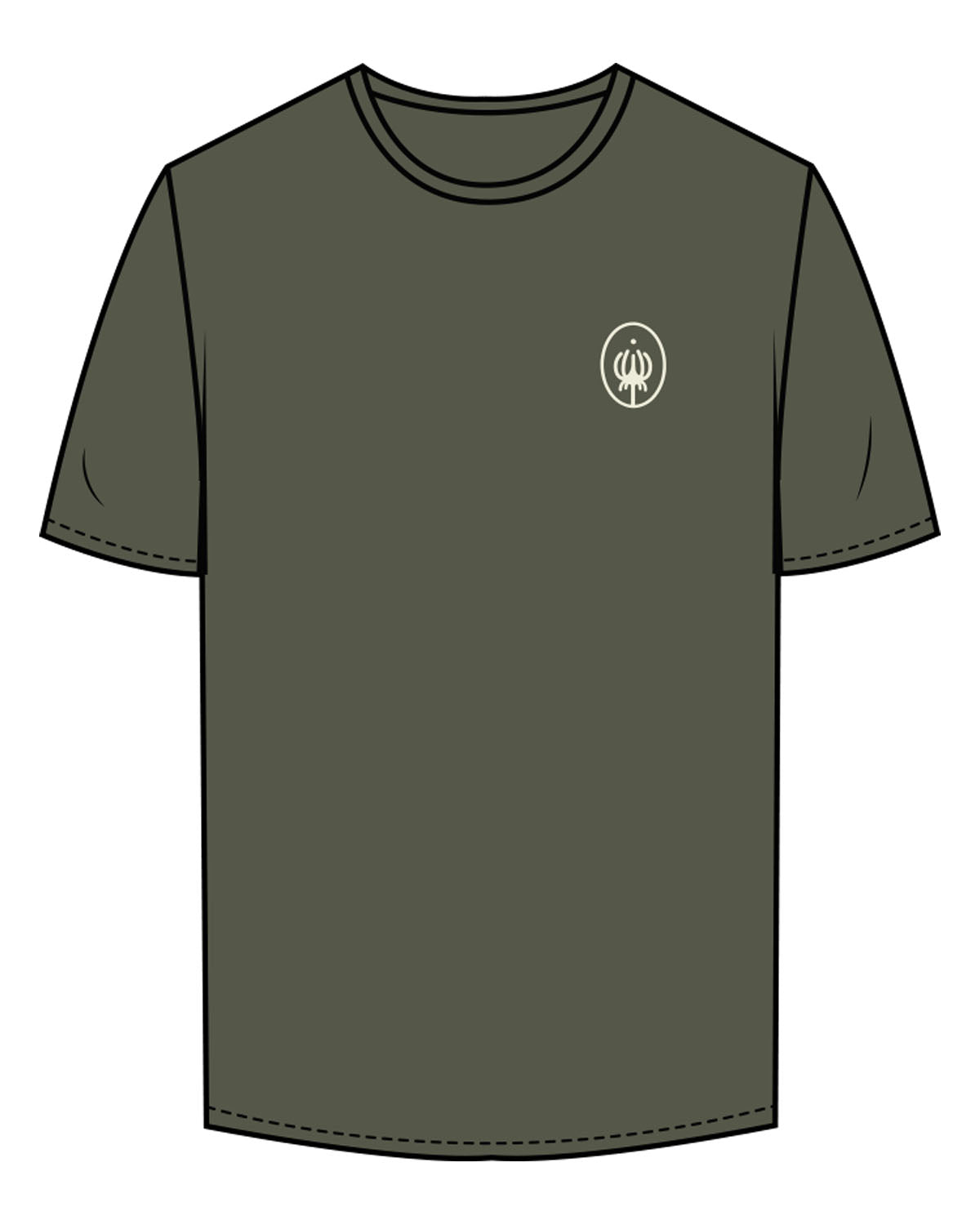 The Mens Tee - Cypress - Wellnest - Left Chest Oval & Full Back w/ Icon - Printed-  Cream