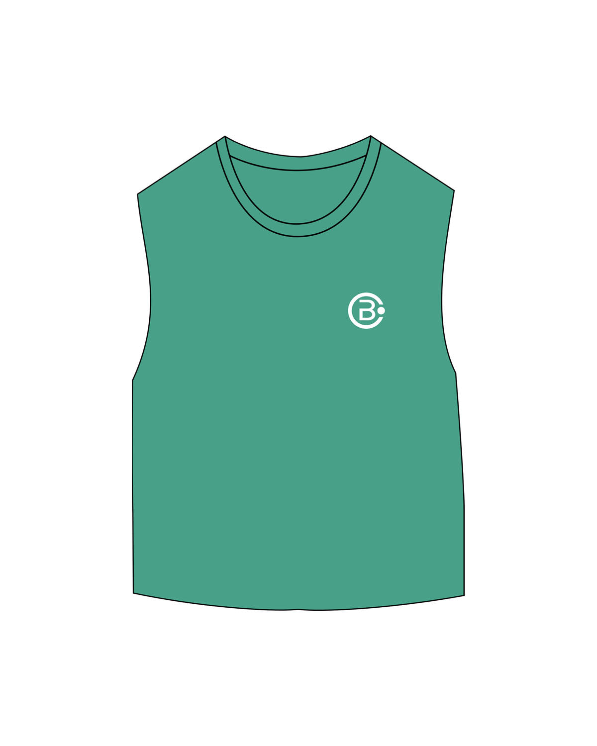 The Micro Rib Basic Crop Tank - Apple - CB Fit - Left Chest - Printed - White