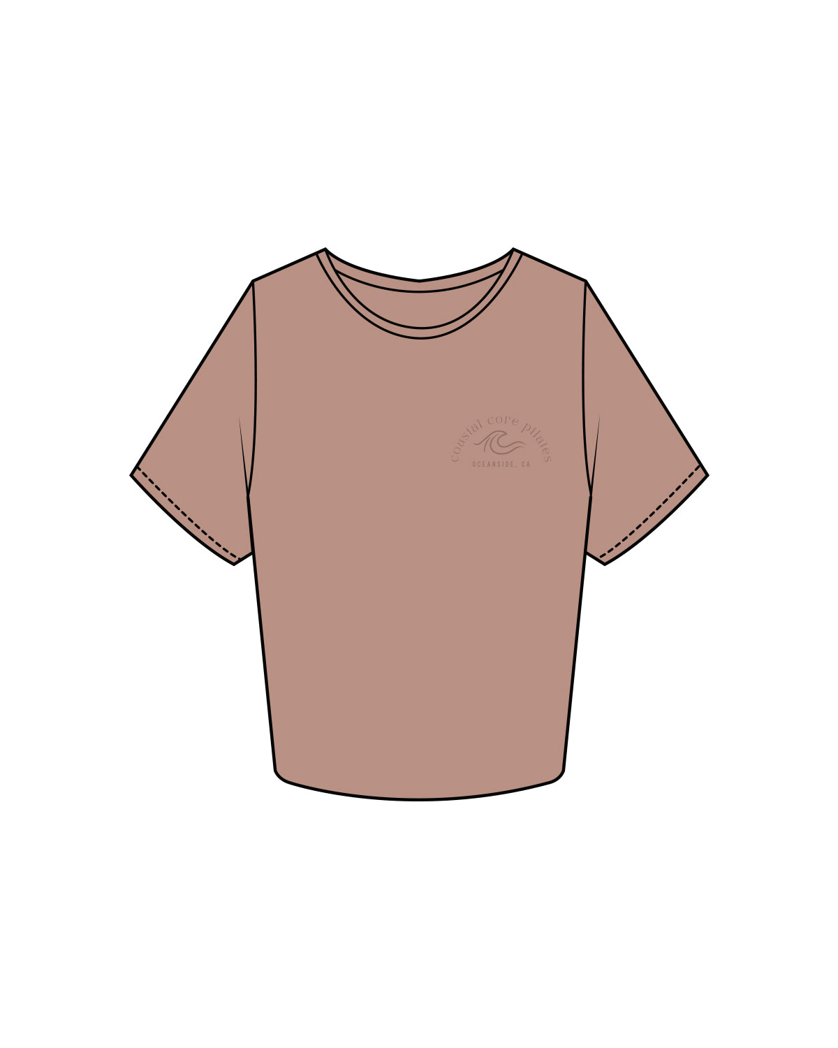 The Crop Tee - Clay - Coastal Core Oceanside - Left Chest & Back Neckline - Tone on Tone