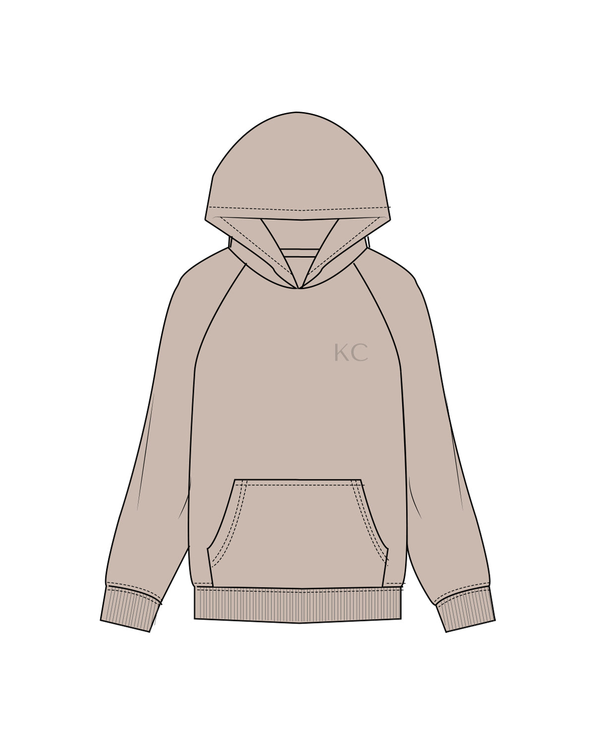 The Classic Hoodie - Bone - Khara - Left & Back Center Chest - Tone on Tone