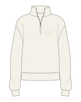 The Womens 1/4 Zip - Off White - Golden Hour Pilates - Left Chest Stacked - Embroidered - Tone on Tone