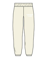 The Womens Sweatpants - Butter - Flowcorps - Left Leg Pocket Stacked - Puff Print White