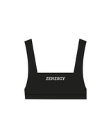 The Box Cut Bra - Black - ZENERGY CYCLING - Center Chest & Back "LOCATION" - Printed - White