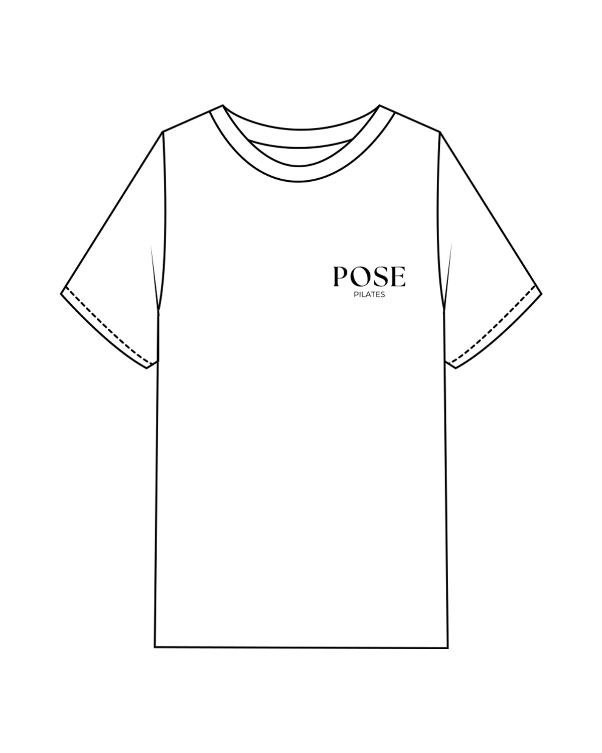 The Womens Heavyweight Tee - White - Pose Pilates - Left Chest Stacked & Back Center - Black