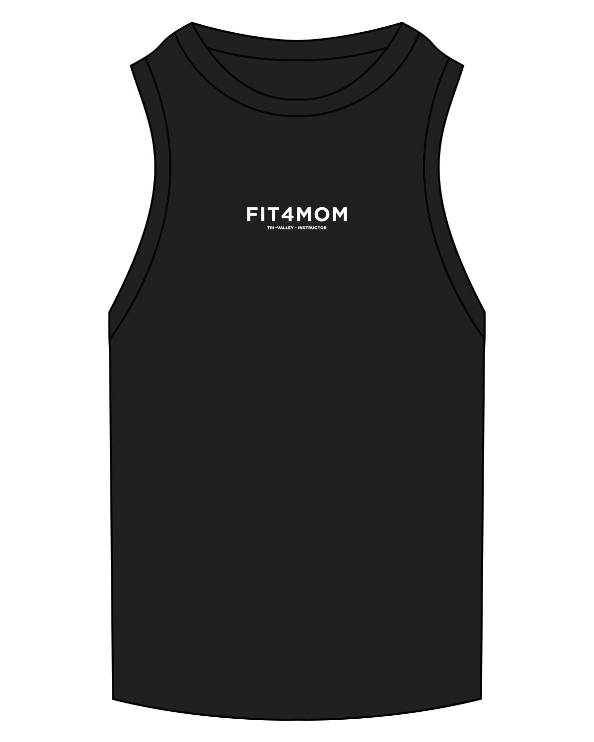The Ribbed Full Length Tank - Black - F4Mom-TriValley - Center Chest Stacked - Embroidered - White