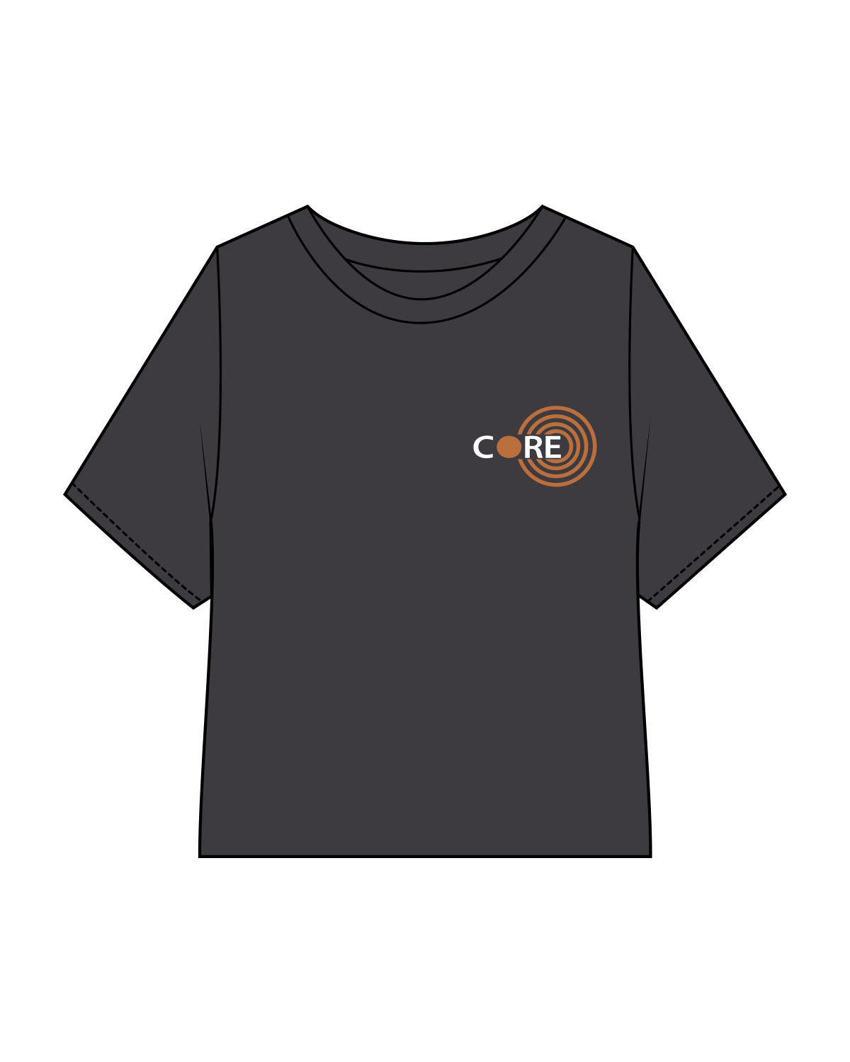 The Boxy Crop Tee - Charcoal - Core Precision - Left Chest - Full Color