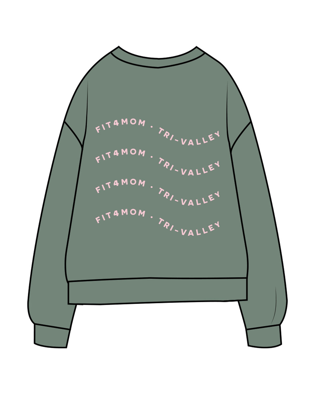 The Midweight Unisex Crewneck - Washed Alpine - F4Mom-TriValley - Left Chest " MAMA " & Back Center Stacked - Printed - Light Pink