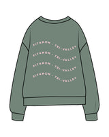 The Midweight Unisex Crewneck - Washed Alpine - F4Mom-TriValley - Left Chest " MAMA " & Back Center Stacked - Printed - Light Pink