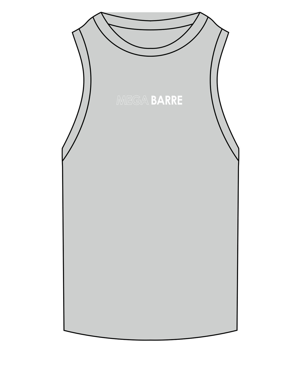 The Ribbed Full Length Tank - Storm - Megabarre - Center Chest - Embroidered - White