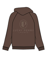 The Recycled Unisex Zip Hoodie - Brown - Lucky Penny - Left Chest & Back Stacked - Printed - Walnut