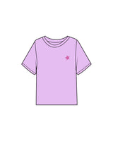 The Midweight Crop Tee - Violet -  Empowering Pilates - Top Left & Full back - Printed - Full Color