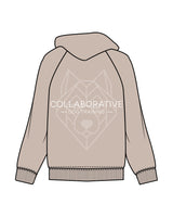 The Mens Classic Hoodie - Bone - Collaborative Dog - Left Chest Stacked & Back Stacked - Full Color