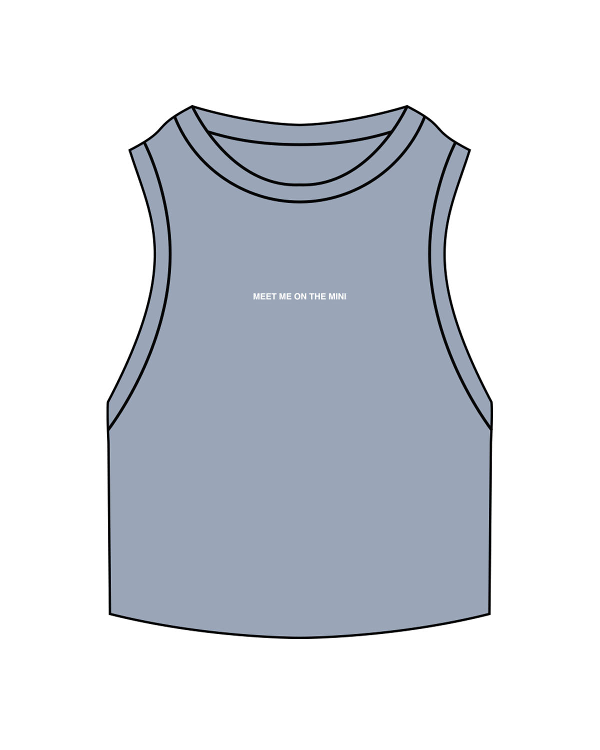 The Ribbed Crop Tank - Powder - The Burn Society - Center Chest - Text Only - Embroidered - White