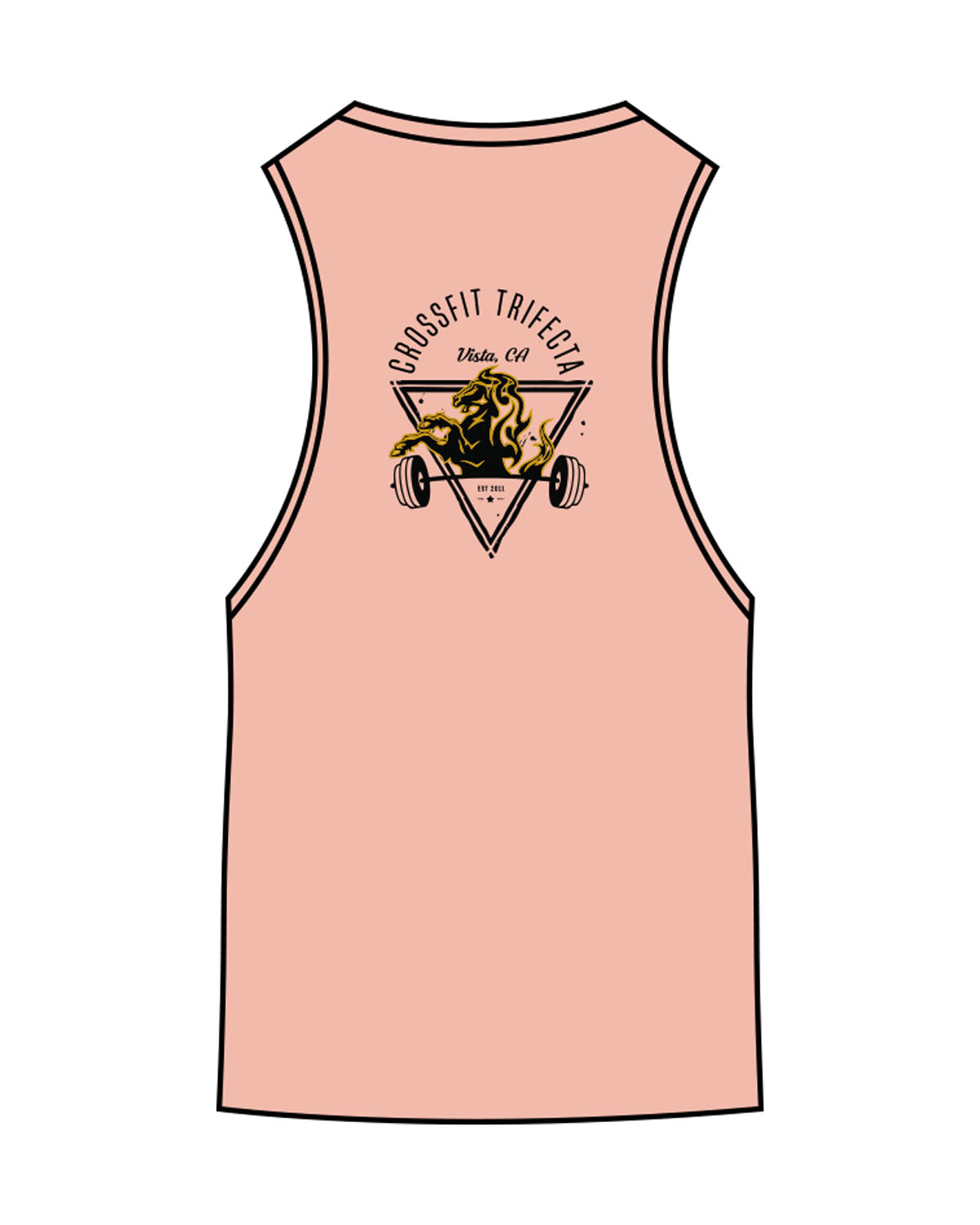 The Scoop Muscle Tank - Sunset - Crossfit Trifecta - Center Chest & Back Center - Printed - Full Color