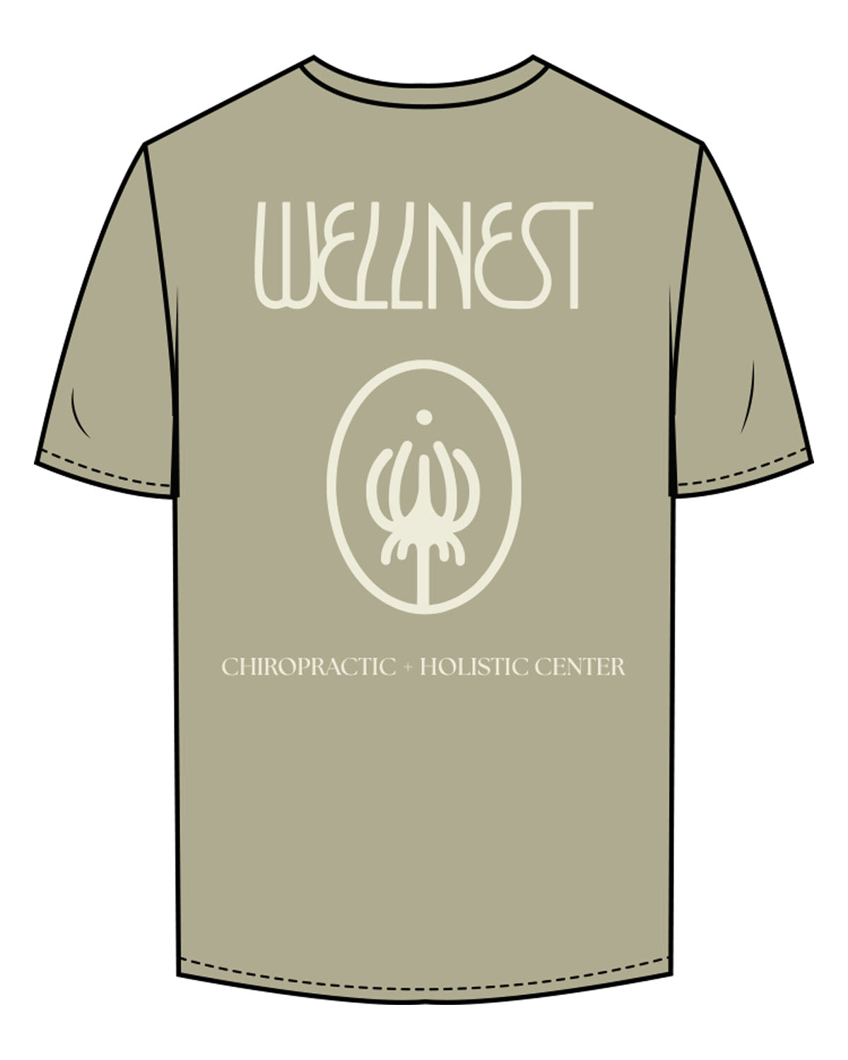 The Mens Tee - Pistachio - Wellnest - Left Chest Oval & Full Back w/ Icon - Printed - Cream