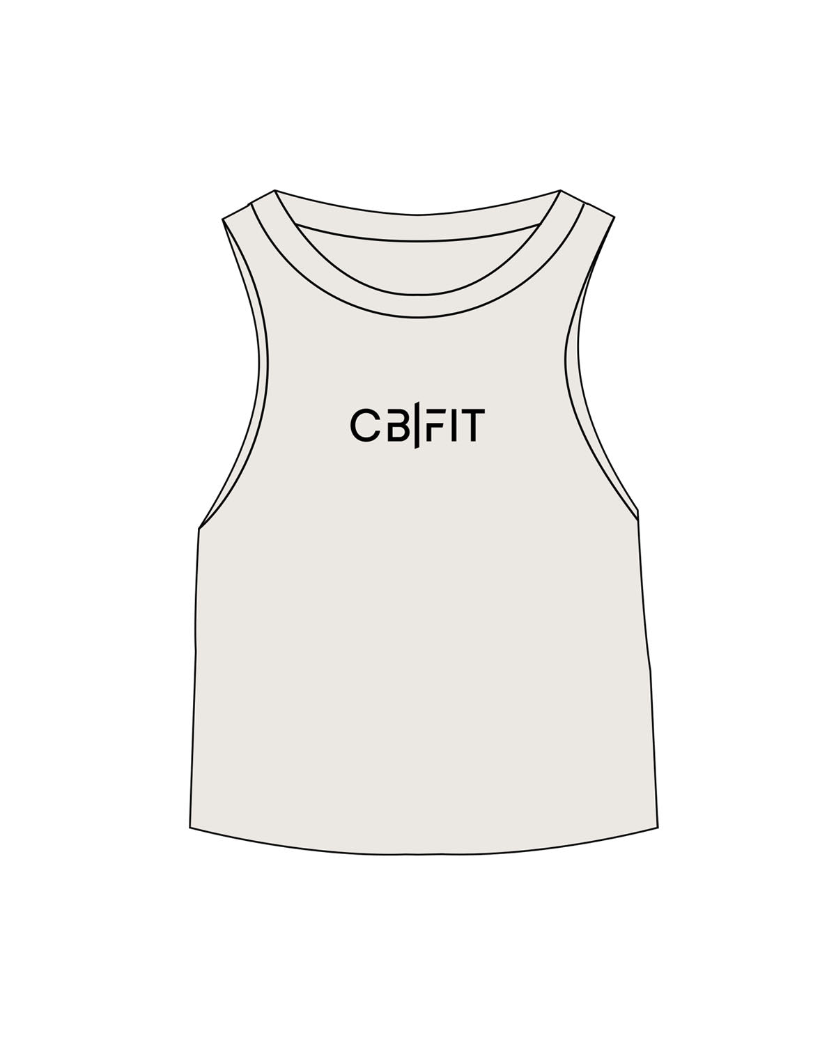 The Micro Rib Racer Crop - Natural - CB Fit - Chest - Printed - Black