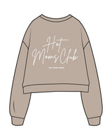 The Studio Crop - Taupe - New Mom School - Left Chest & Back Stacked "HOT" - Printed - White