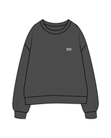 The Womens Crewneck - Washed Black - Aesthetics Injector - Left Chest - DO - White