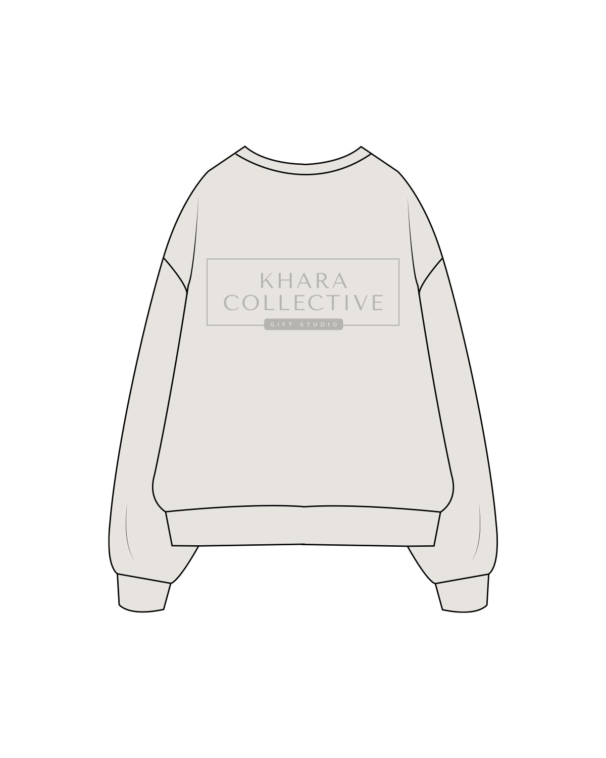 The Womens Crewneck - Washed Bone - Khara - Left & Back Center Chest - Tone on Tone