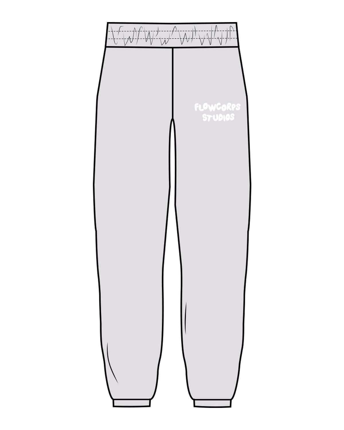The Womens Sweatpants - Orchid - Flowcorps - Left Leg Pocket Stacked - Puff Print White