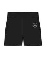 The Womens Sweat Shorts - Black - Bean Head - Left Leg - Beside Pocket - White