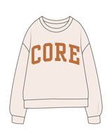 The Midweight Unisex Crewneck - Washed Ivory - Core Precision - Center Chest - Orange