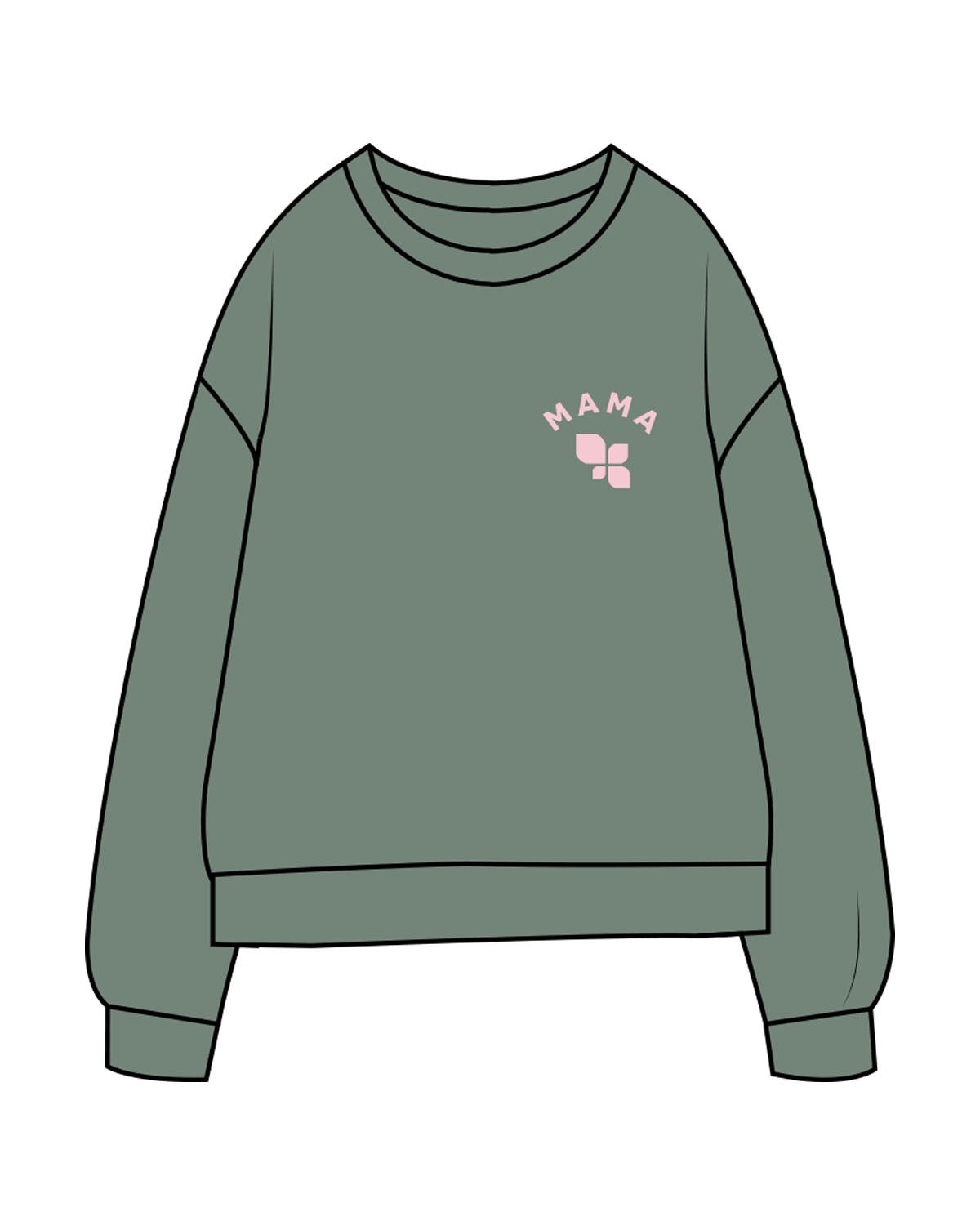 The Midweight Unisex Crewneck - Washed Alpine - F4Mom-TriValley - Left Chest " MAMA " & Back Center Stacked - Printed - Light Pink